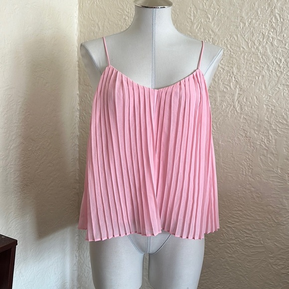 Topshop Pink Pleated Camisole Tank Top 2 - Picture 1 of 6